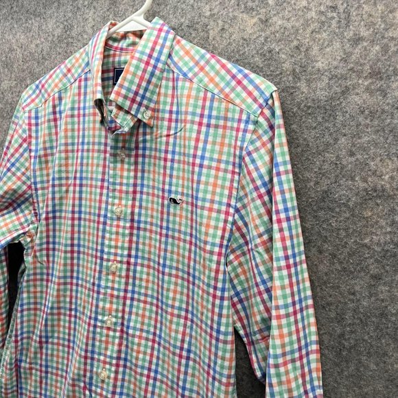 Vineyard Vines Shirt Men XS Slim Fit Whale White Casual Button Down Dress Check - Picture 4 of 15